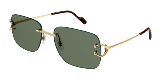 Lunettes de soleil Cartier CT0330S-002, finition dorée, verres verts