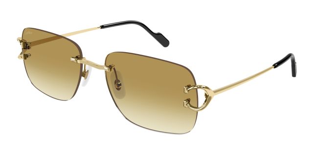Lunettes de soleil Cartier CT0330S-003, finition dorée, verres dorés dégradés