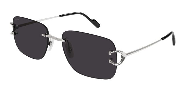 Lunettes de soleil Cartier CT0330S-004, finition platine, verres gris