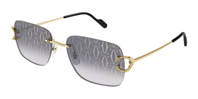 Lunettes de soleil Cartier CT0330S-007, finition dorée, verres gris dégradés à motif C