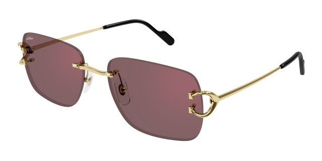 Lunettes de soleil Cartier CT0330S-012, finition dorée, verres bordeaux