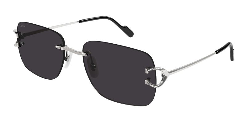Lunettes de soleil Cartier CT0330S, Décor C de Cartier, finition platine, verres gris