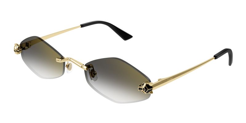 Lunettes de soleil Cartier CT0433S, Panthère de Cartier, finition dorée, verres gris dégradés