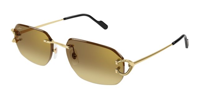 Lunettes de soleil Cartier CT0468S-004, finition dorée, verres ambrés dégradés