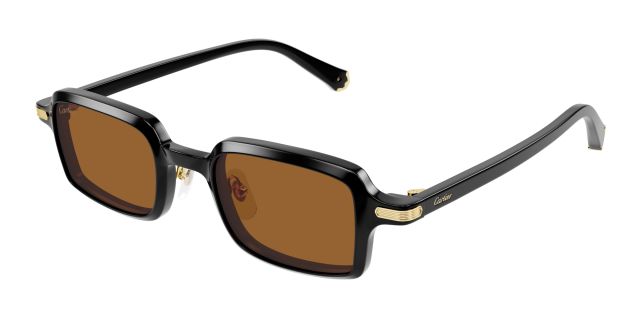 Lunettes de soleil Cartier CT0539S-003, acétate noir, verres orangés