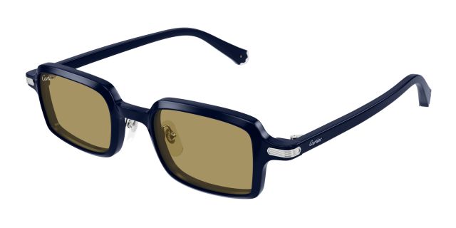 Lunettes de soleil Cartier CT0539S-004, acétate bleu marine, verres dorés