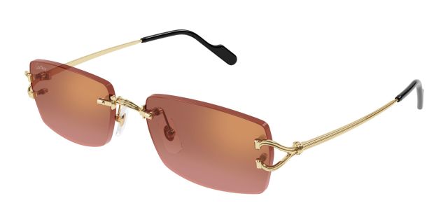 Lunettes de soleil Cartier CT0550S-005, finition dorée, verres orangés
