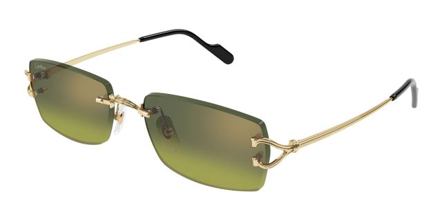 Lunettes de soleil Cartier CT0550S-006, finition dorée, verres verts