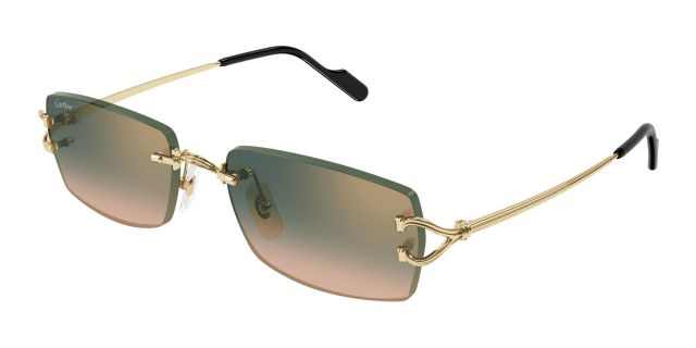 Lunettes de soleil Cartier CT0550S-009, finition dorée, verres dégradés vert et rosé