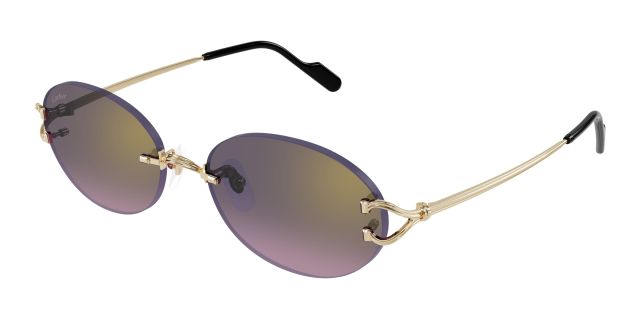 Lunettes de soleil Cartier CT0551S-004, finition dorée, verres dégradés gris et rosé