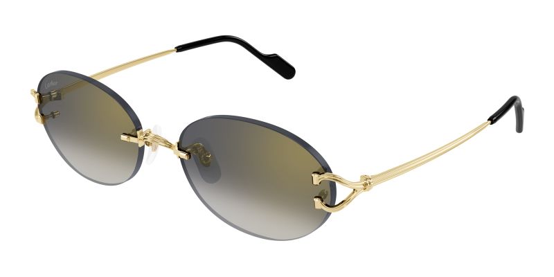 Lunettes de soleil Cartier CT0551S, Décor C de Cartier, finition dorée, verres gris dégradés