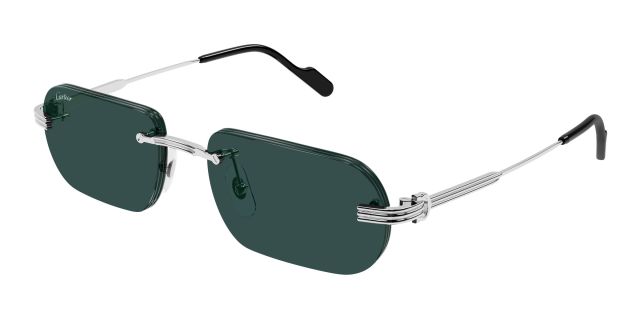 Lunettes de soleil Cartier CT0577S-002, finition platine, verres vert foncé