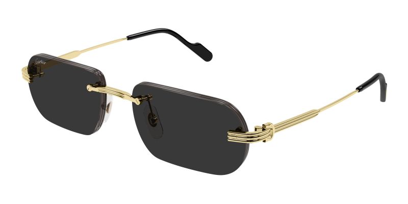Lunettes de soleil Cartier CT0577S, Première de Cartier, finition dorée, verres gris