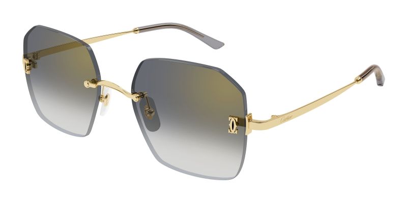 Lunettes de soleil Cartier CT0591S, C de Cartier, finition dorée, verres gris dégradés