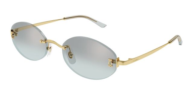 Lunettes de soleil Cartier CT0592S-004, finition dorée, verres vert d’eau