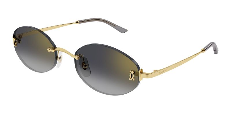 Lunettes de soleil Cartier CT0592S, C de Cartier, finition dorée, verres gris dégradés