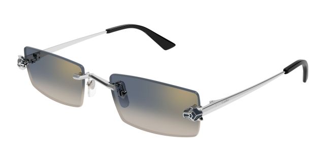 Lunettes de soleil Cartier CT0598S-002, finition platine, verres gris dégradés