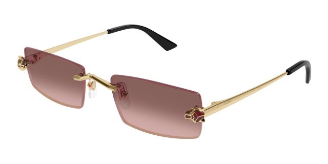 Lunettes de soleil Cartier CT0598S-004, finition dorée, verres rosés dégradés