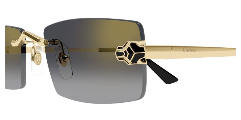 Détail de la charnière des lunettes de soleil Cartier CT0598S