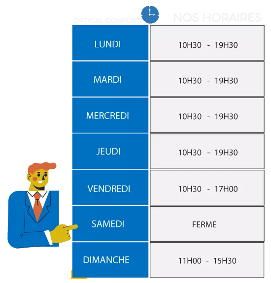 Optical confort Horaires